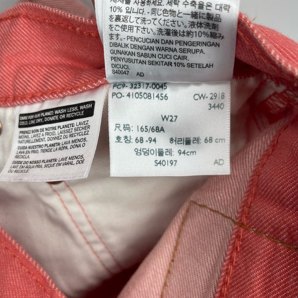 LEVI'S 501 Original Button Fly Cuffed Hem Denim Short Sz 27 Salmon Pink - Picture 4 of 6